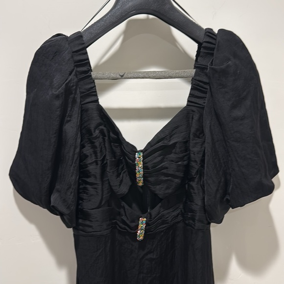 NWT SANDRO Falbala Noir Embellished Midi Party Dress size 38 - Picture 2 of 8